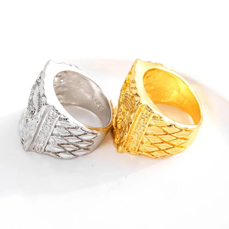Punkboy Hip Hop Rock Style Gold Plated Domineering Craved Flying Eagle Animal Pattern Men 's Finger Ring Party Luxury Jewelry