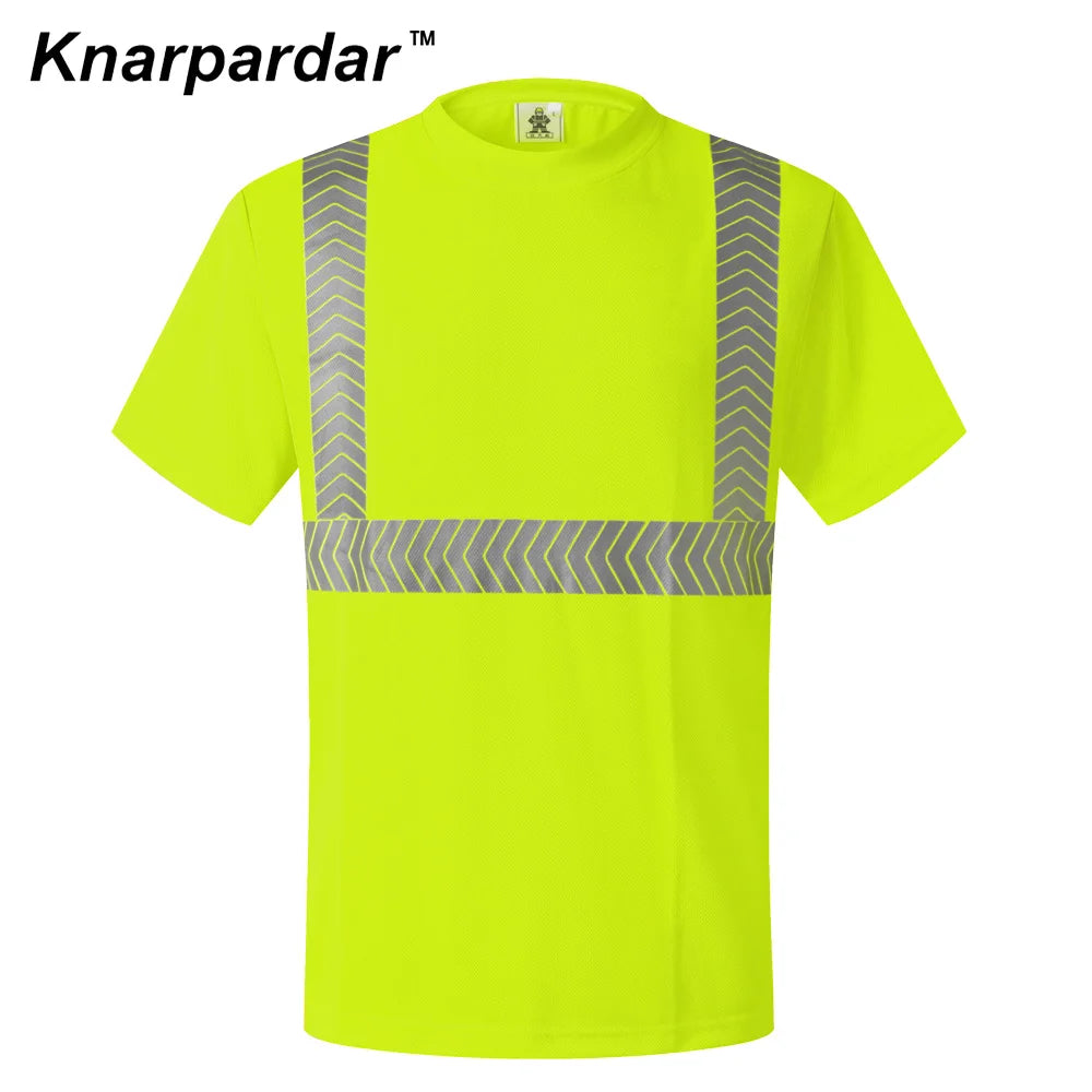 S-4XL Summer Reflective T-shirt Safety Work Short Sleeves Shirts High  Visibility Shirts Ideal for Construction Mining Airport