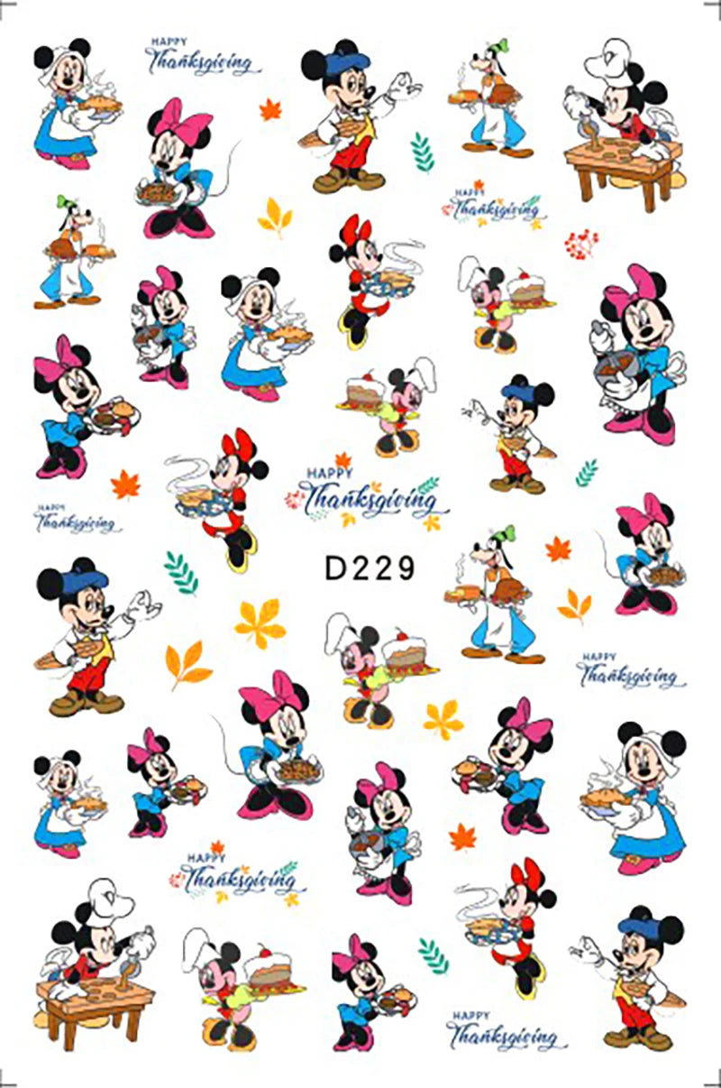 Disney Cartoon Adhesive Nail Stickers Nail Decorative Decals Nail Sliders Stitch Mickey 3D Stickers Press on Nails