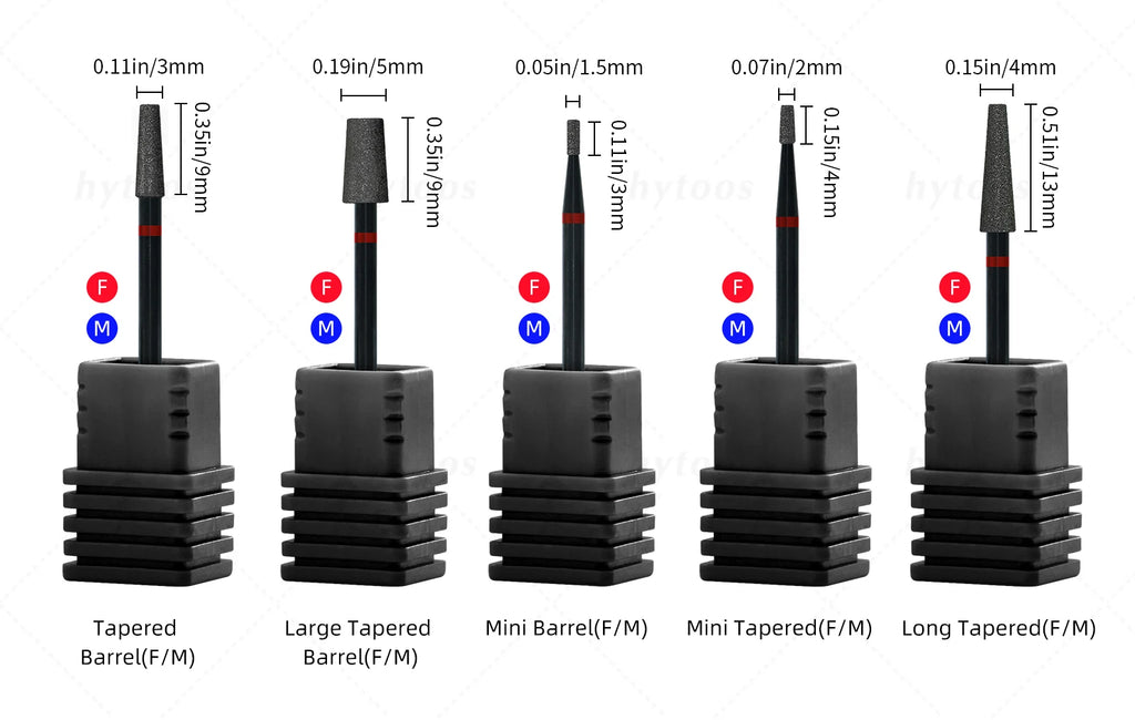 HYTOOS Black Diamond Nail Drill Bits Pro Russian Cuticle Bit for Nail Drill Dead Skin Cuticle Cleaner Nails Pre-treatment Tools