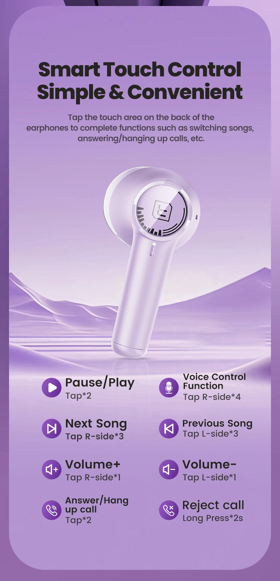 Toocki ENC TWS Earphones Wireless Bluetooth 5.3 HiFi Headphone Noise Canceling Toucn Contro Touch Control In Ear Sport Earbuds