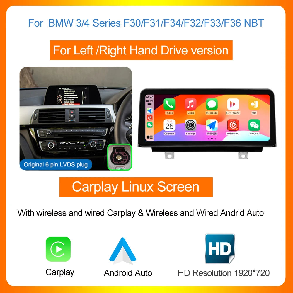 AUTOTOP 10.25â€1920*720 Wireless Carplay Android Auto Car multimedia player for F20 F21 F22 F30 F31 F32 F33 F34 F36 NBT 2013-2017