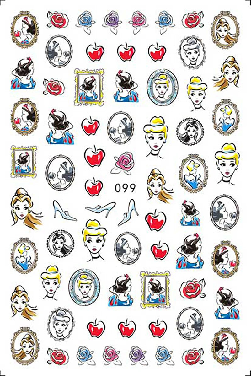 Disney Cartoon Adhesive Nail Stickers Nail Decorative Decals Nail Sliders Stitch Mickey 3D Stickers Press on Nails