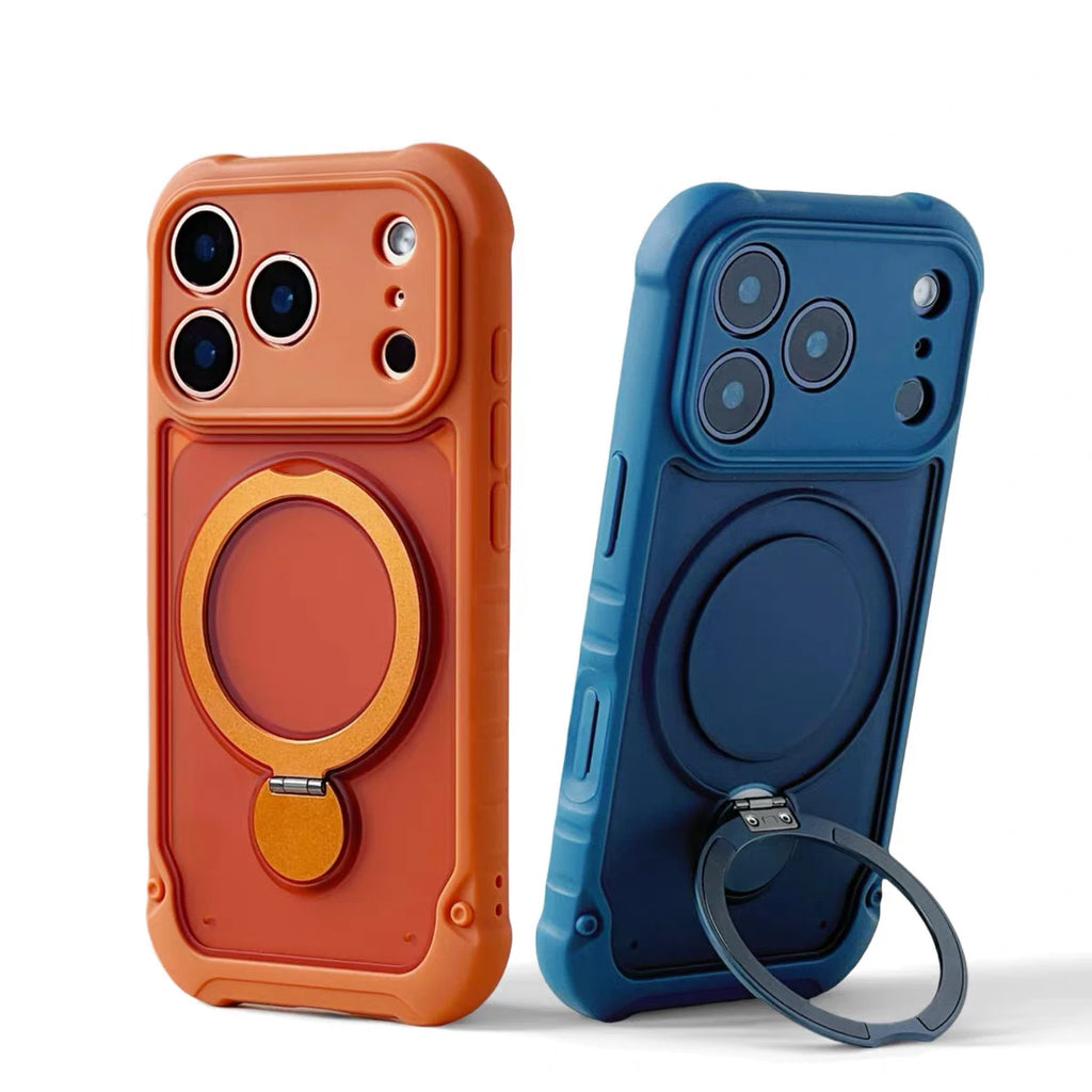 for Magsafe 360° Rotation Metal Stand Phone Case for iPhone 17 12 13 14 15 16 Pro Max 17Pro Airbag Shockproof Matte Pc Cover