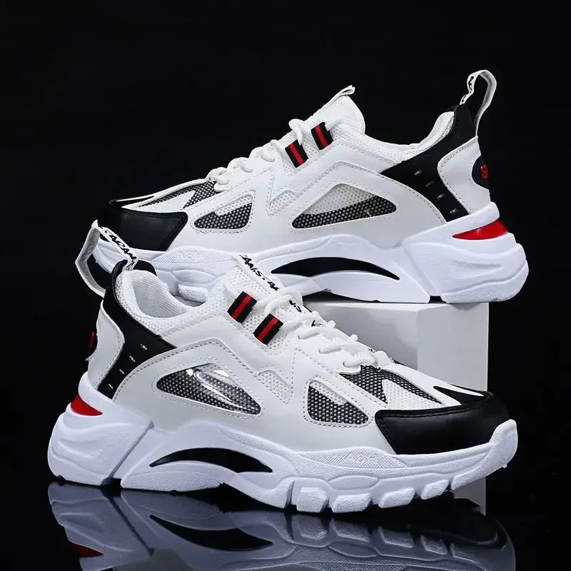 Men's Casual Sports Shoes 2023 New Men Platform Breathable Running Shoes Trendy Leather Stitching Mesh Men Nude Shoes ÐºÑ€Ð¾ÑÑÐ¾Ð²ÐºÐ¸