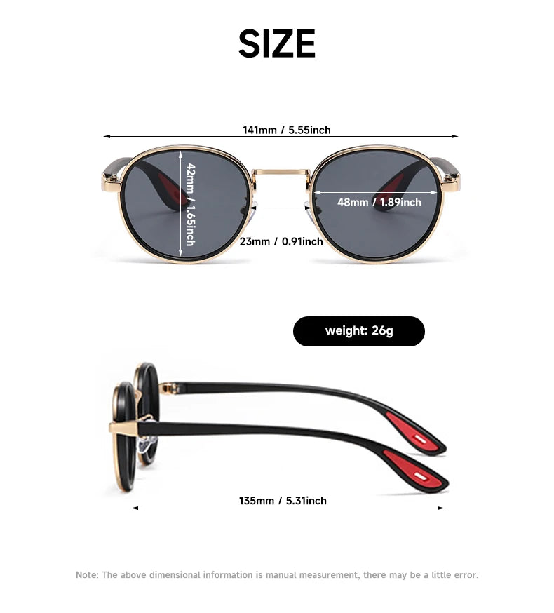 Round Retro Sunglasses Men UV400 Sunnies Women Brand Designer Sun Glasses Alloy Punk Outdoor Eyewear