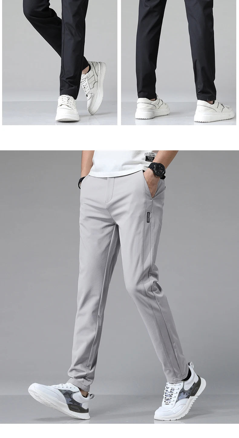 New Spring Summer Ultra-thin Men's Stretch Slim Straight Casual Pants High Quality Fashion Breathable Golf Sports Trousers