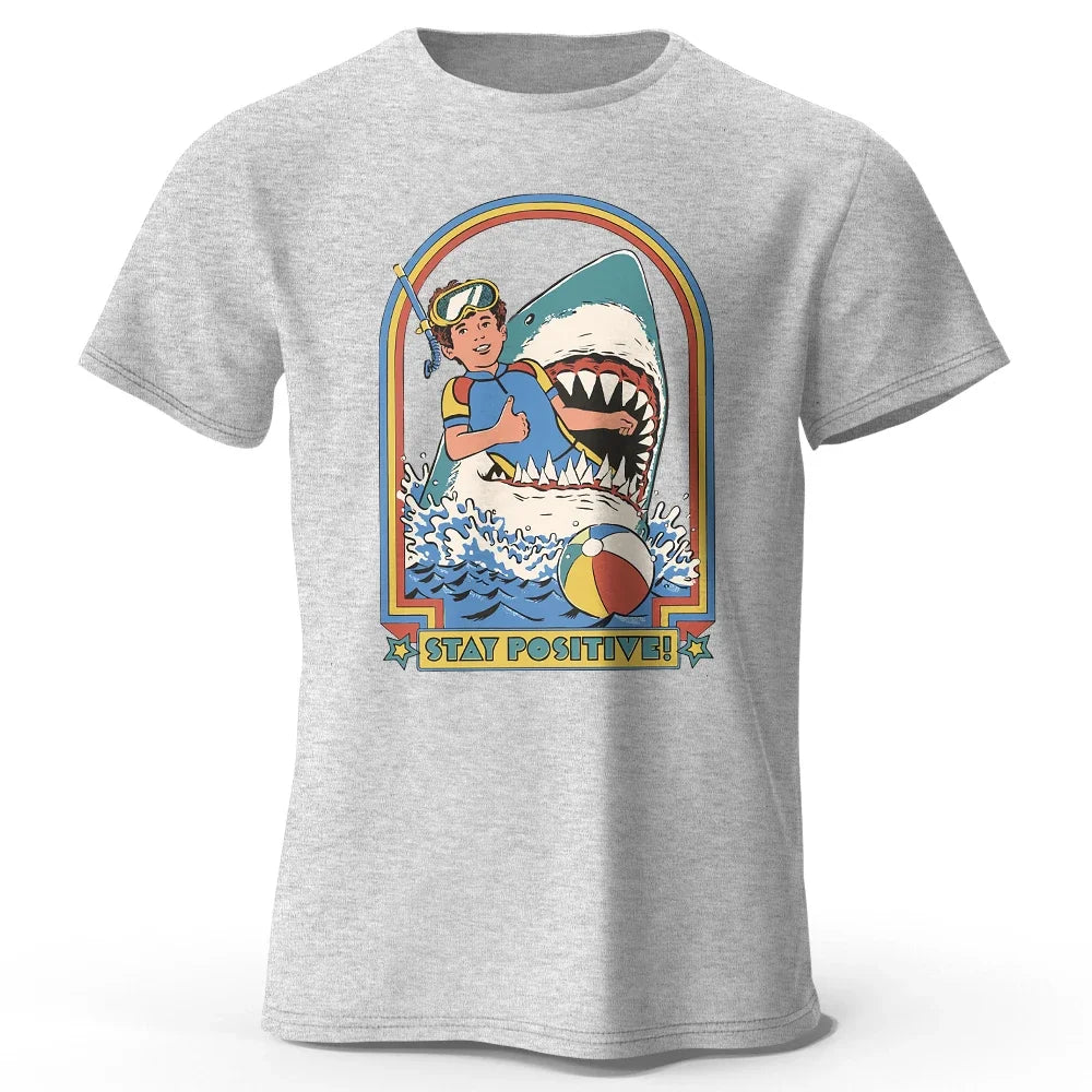 Stay Positive Printed 100% Cotton Classic Vintage Funny T-Shirt For Men Women Sportswear Tops Tees
