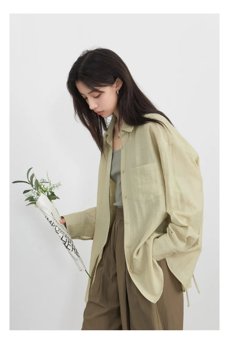 CHIC VEN Women Long Sleeve Shirts Solid Loose Casual New Style Design Back Hollow Out Shirt Female Blouse Spring Summer 2026