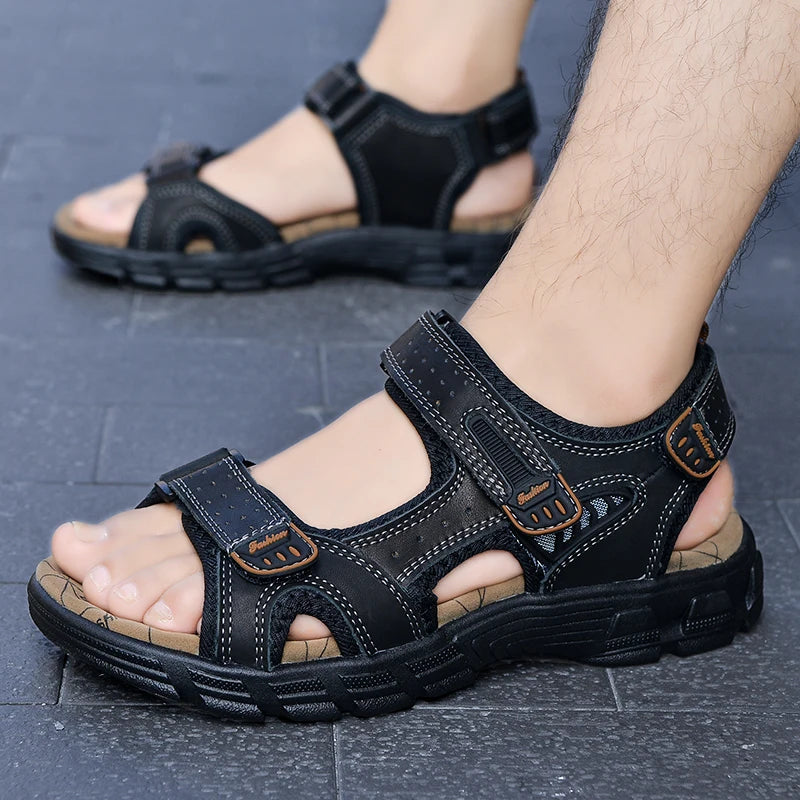 Hot Sale Summer Men's Sandals Outdoor Non-slip Men's Beach Sandals Handmade Genuine Leather Men's Shoes Fashion Men Sneakers