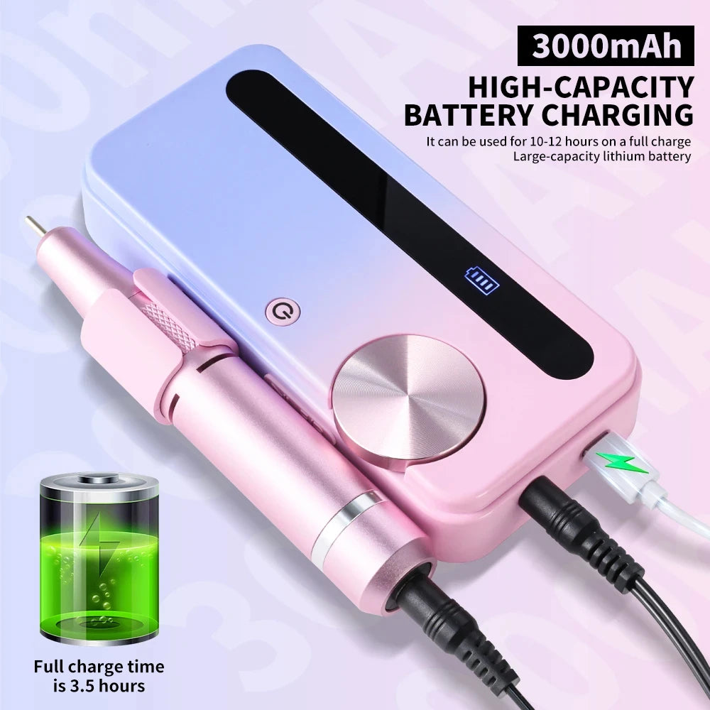 35000RPM Electric Nail Polisher - Professional Gel Nails Care, Rechargeable Portable Nail File Manicure Tool