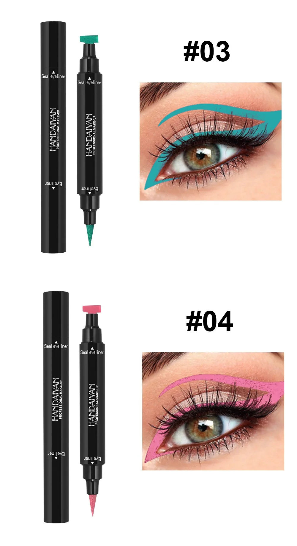 Colorful Eyeliner Stamp Triangle Dual-ended Liquid Eyeliner Waterproof Sweat-proof Quick Dry Eyeliner Makeup Seal Tool Cosmetics