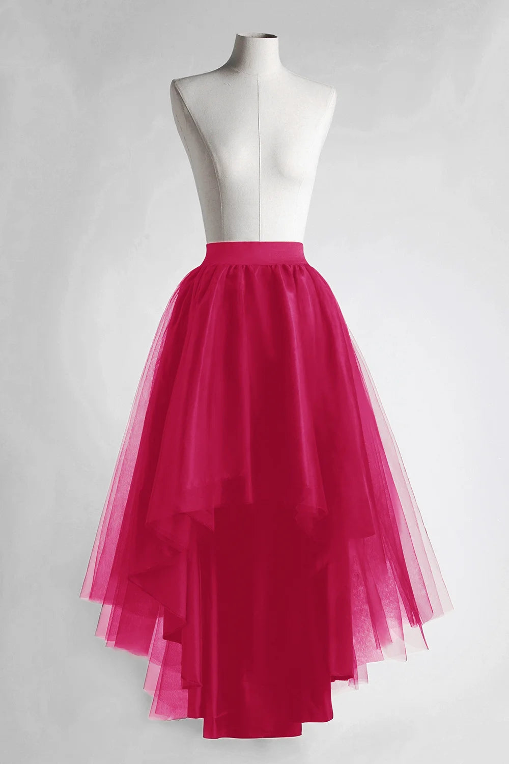 MisShow Gothic Punk Hi-Lo Tulle Maxi Women Skirt Elastic Waist High Low Mesh Net Costume Party Prom Cocktail Long Tutu Dress