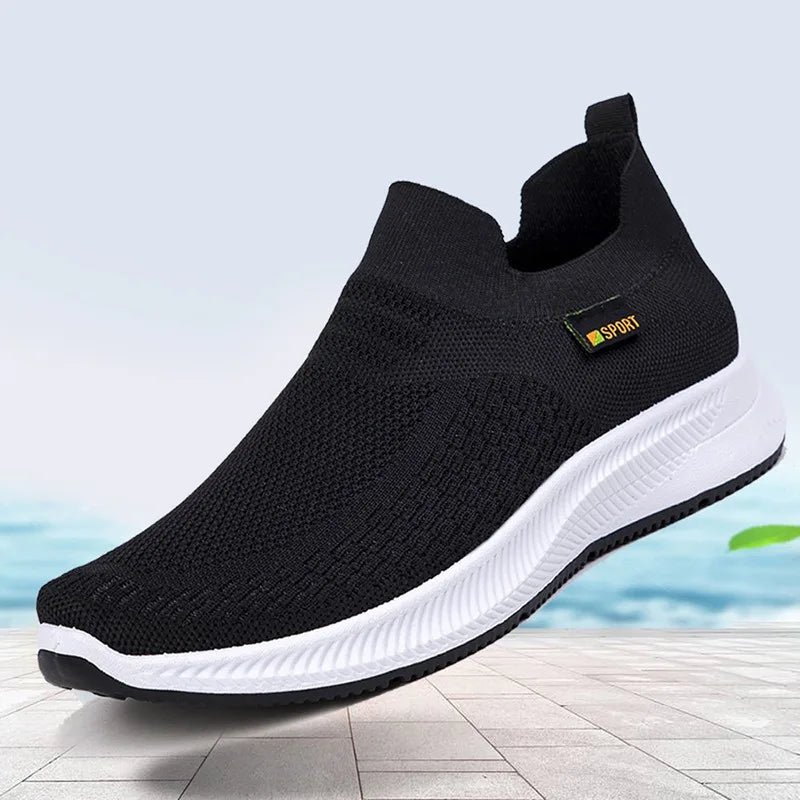 Men Walking Shoes Knit Mesh Breathable Sneakers Lightweight Sneakers Slip-on Mens Casual Shoes Fashion Comfort