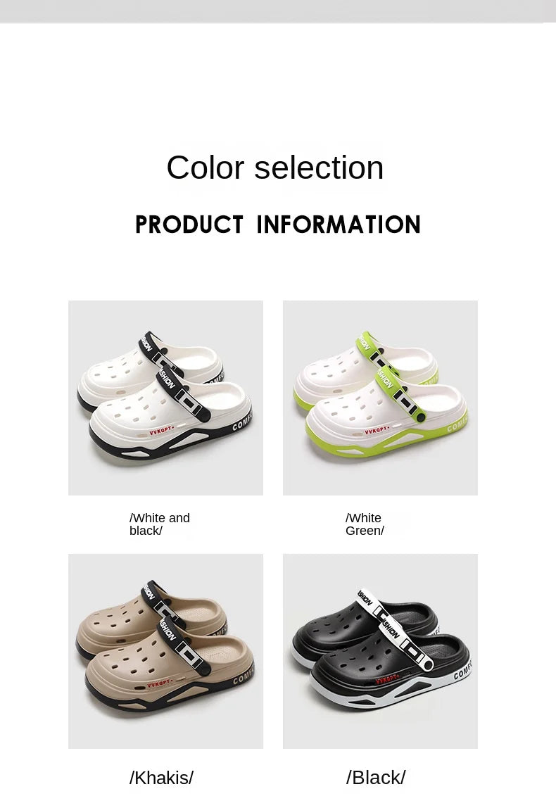 2025 NEW Men Clogs Slippers Fashion Hole Shoes Beach Sandals Indoor House Flats Shoes Lightweight Soft Bathroom Slides