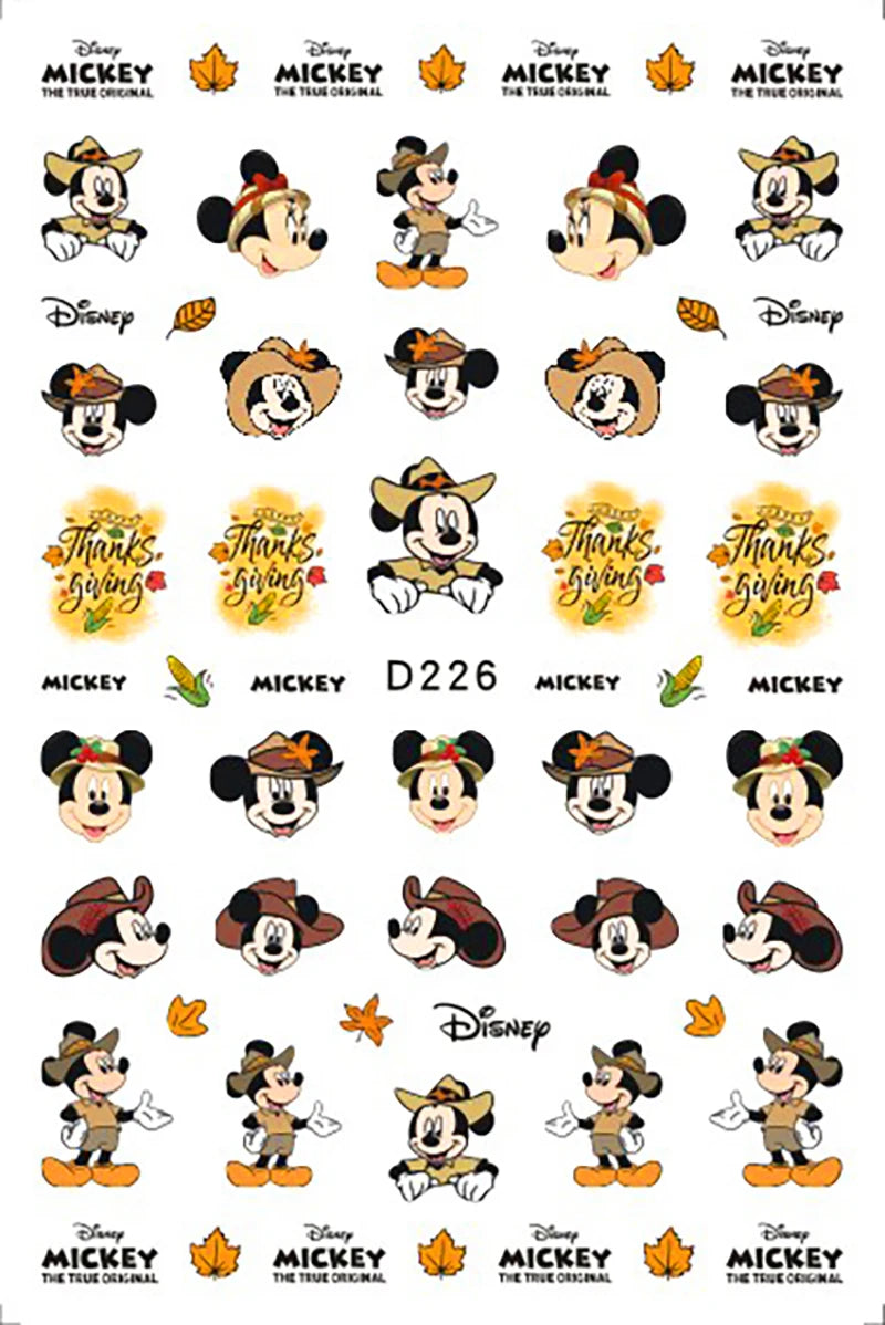 Disney Cartoon Adhesive Nail Stickers Nail Decorative Decals Nail Sliders Stitch Mickey 3D Stickers Press on Nails