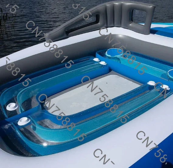 6-Person Island Floating Bed Pirate Ship Multi-Person Water Party Yacht Floating Raft，PVC Thickened Inflatable