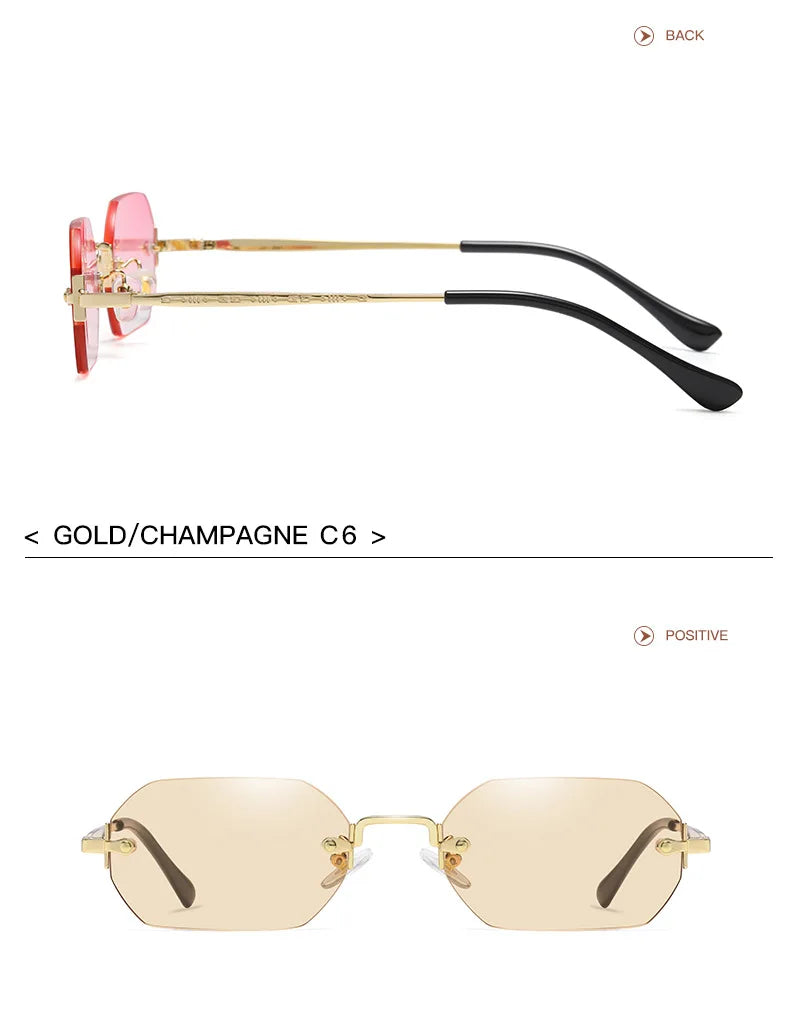 SHAUNA Gothic Rimless Sunglasses Retro Punk Gradient Shades UV400