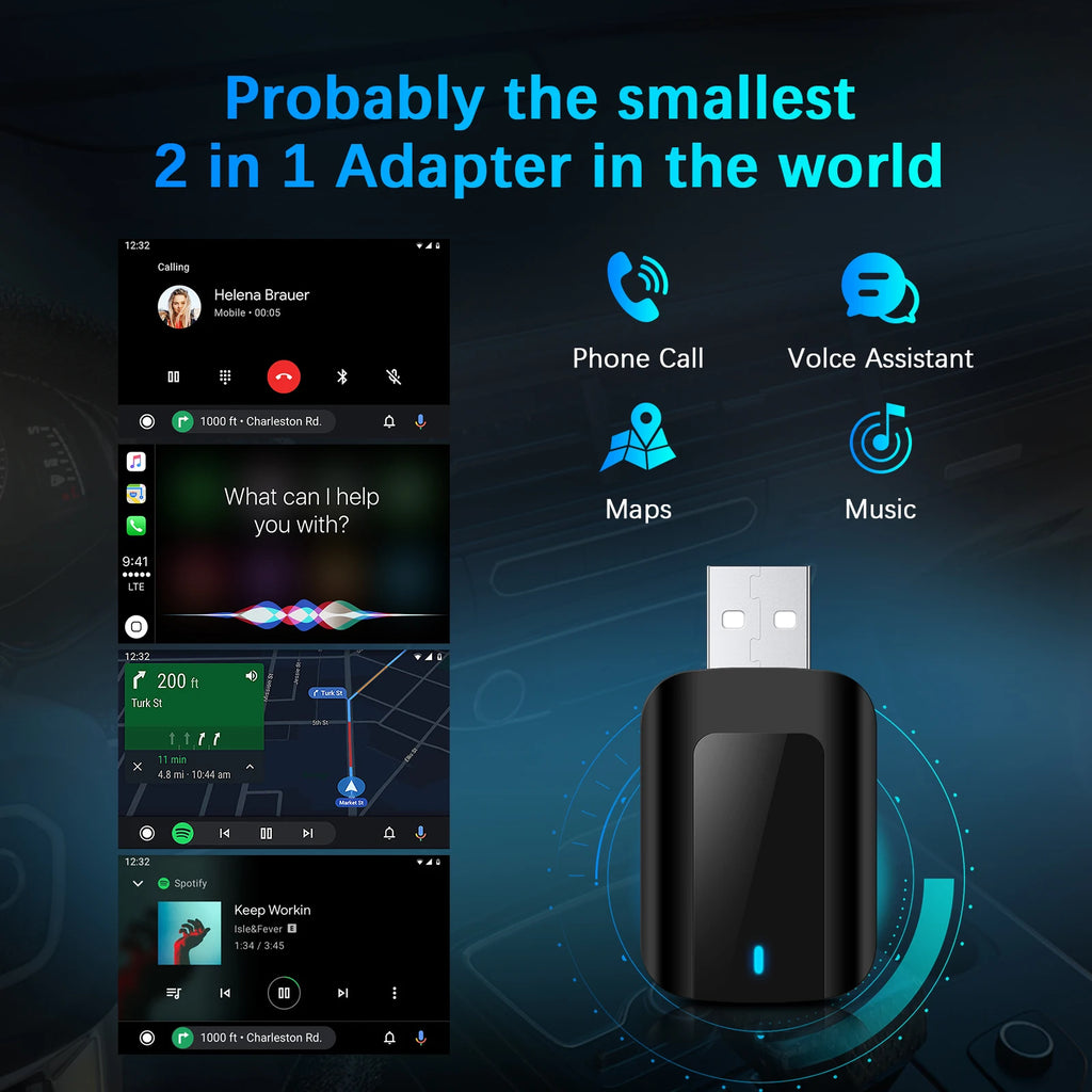 Ezonetronics Wireless CarPlay android auto adapter for factory wired car, wireless CarPlay & Android auto 2 in 1