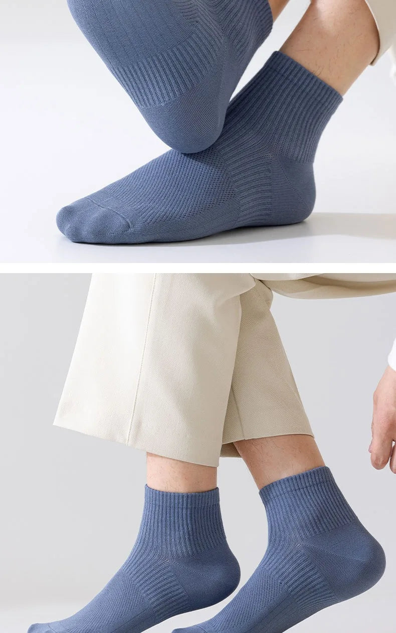 1/3 Pairs Men's Cotton Antibacterial No-Show Socks - Summer Thin Moisture-Wicking Breathable Sports Ankle Socks