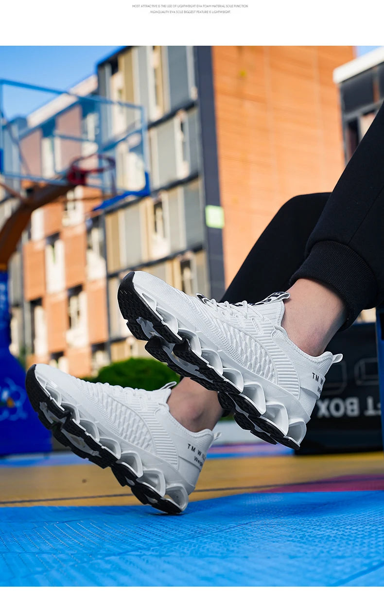 Men's Breathable Mesh Running Shoes Blade Sole Sneakers Lightweight Non-Slip Sports Shoes for Gym Walking Casual Wear