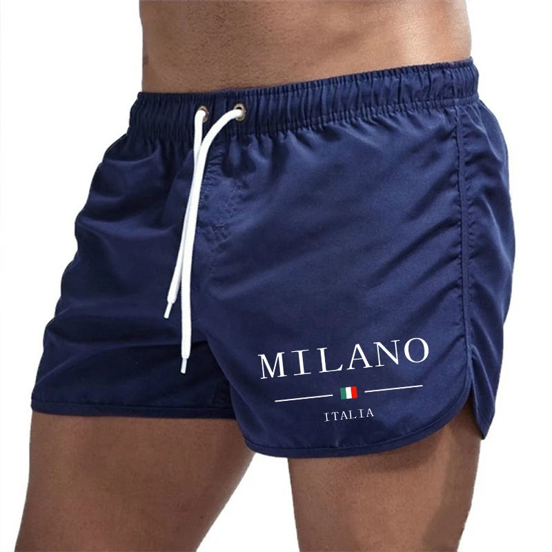 2025 Summer Men's Beach Shorts Urban Print Beach Trunks Jogging Casual Pants Quick Drying Swimming Homme Surf Lightweight Shorts