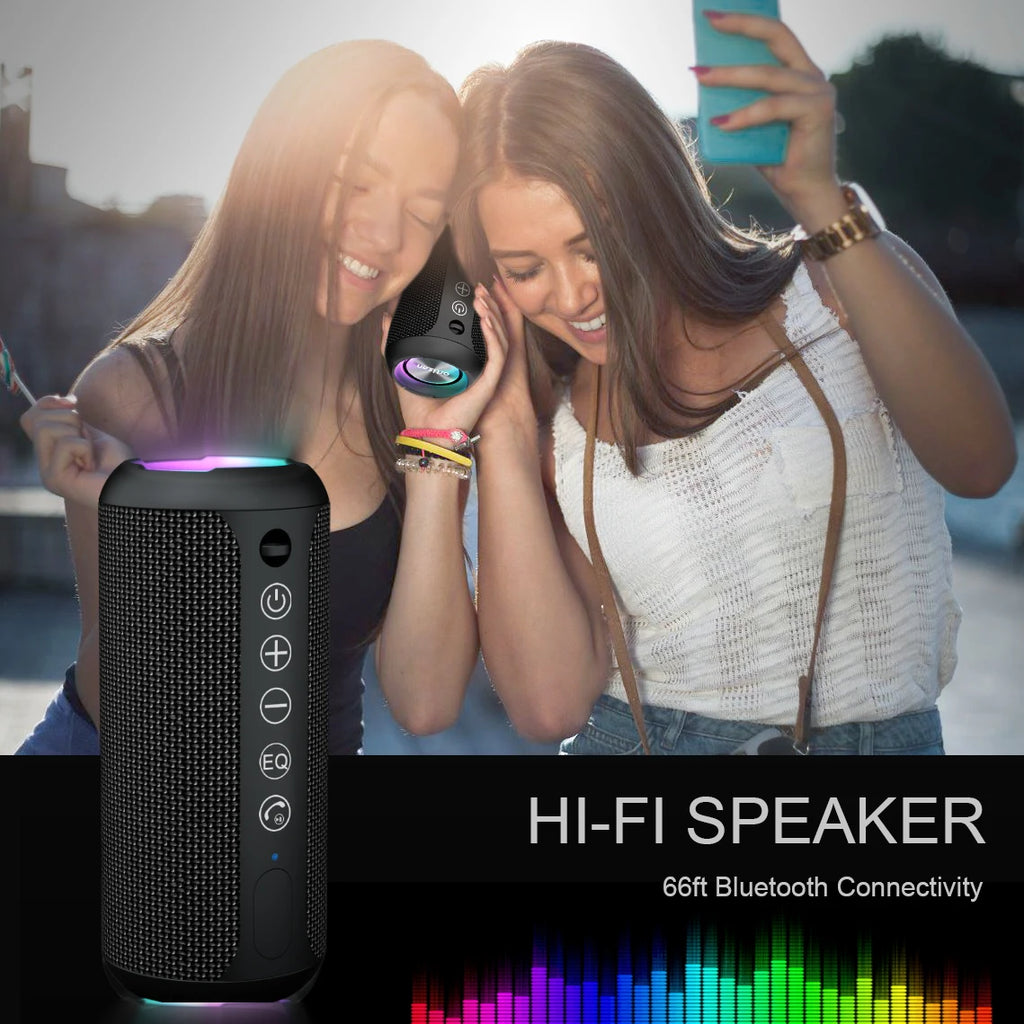 Ortizan X10 Bluetooth Speaker Enhanced Bass Portable Speaker with TF Card Slot 30H Playtime IPX7 Waterproof Speaker for Camping