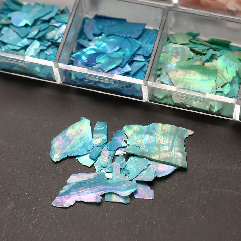 6/12Grid Abalone Sea Shell for Nails Holographic Mirror Nail Art Glitter Flakes Rainbow Mermaid Irregular Sequins Manicure Decor