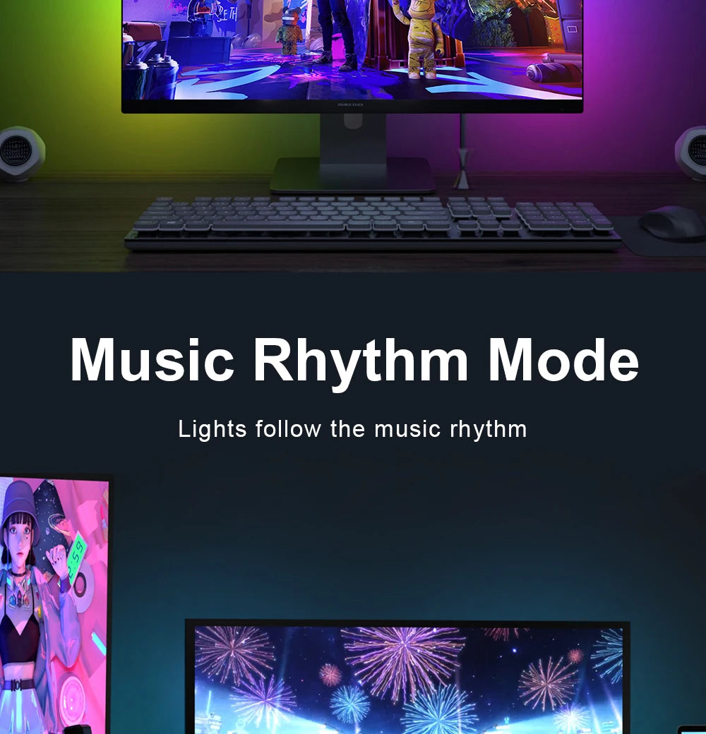 Smart Ambient TV PC Display Sync Computer Monitor Backlight LED Strip Light RGB Color DIY Game Holiday Atmosphere Computer
