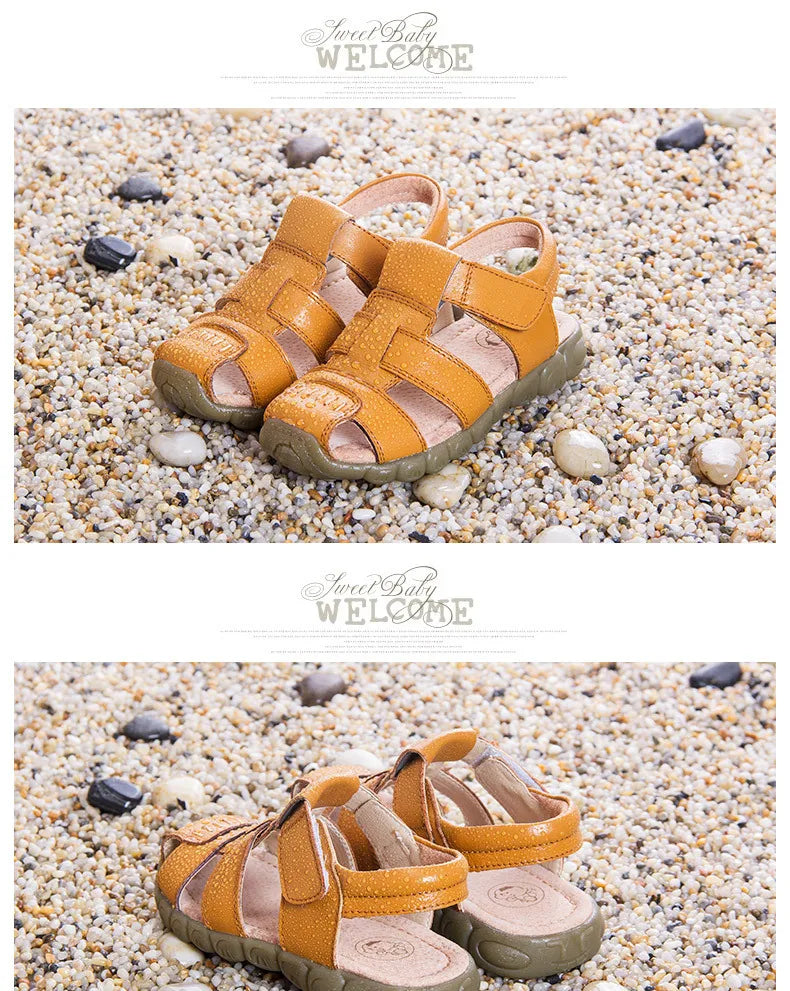 Summer Kids Shoes Boys Beach Sandals for Baby Boys Soft Leather Bottom Non-Slip Closed Toe Children Shoes ÑÐ°Ð½Ð´Ð°Ð»Ð¸ Ð´Ð»Ñ Ð¼Ð°Ð»ÑŒÑ‡Ð¸ÐºÐ°