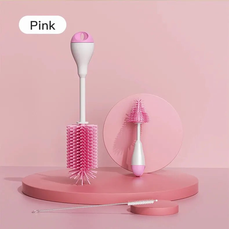 360° Silicone Baby Bottle Cleaning Brush Set 3-in-1 – Bottle, Pacifier & Straw Cleaner