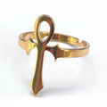 Egyptian Ankh Cross Ring Stainless Steel Anubis Life Symbol Adjustable Egypt Trend Finger Ring Party Jewelry Gift for Women Men