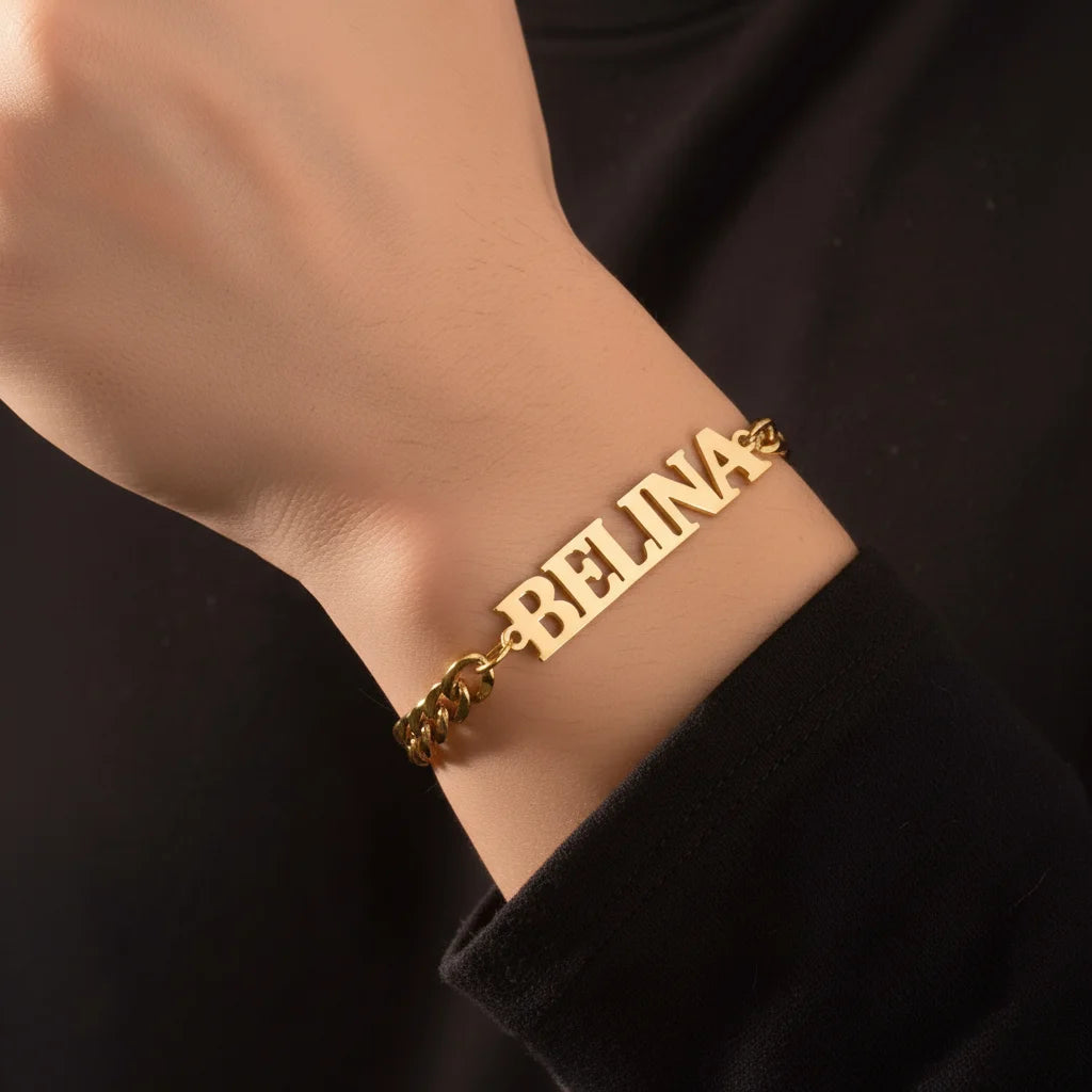Custom Name Charm Bracelet for Women Personalized Stainless Steel 5mm Cuban Bracelet Jewelry Accessories Boyfriend Couple Gift