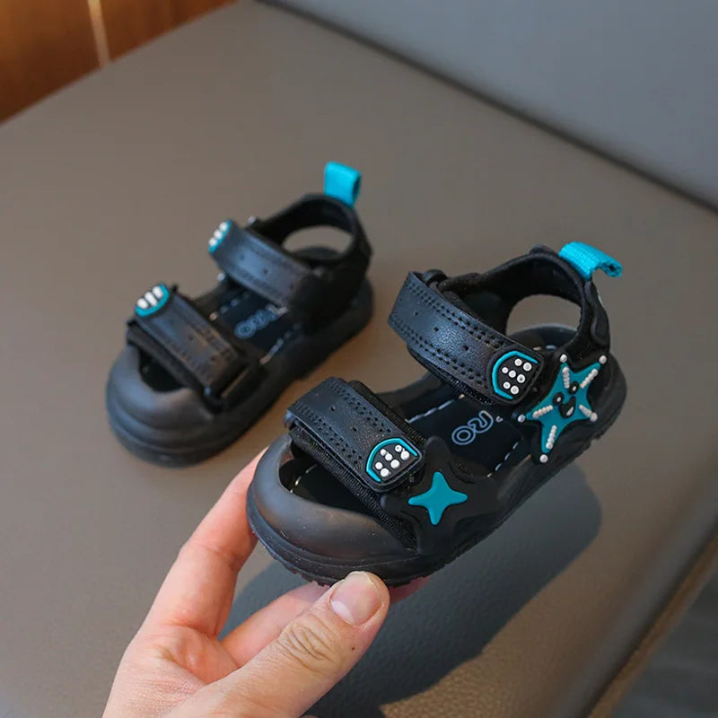 Children Summer Beach Sandals 2026 Super Cool Boys Artifical Leather Breathable Comfortable Flat Sandals Baby Soft Shoes H03272