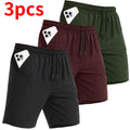 3-Piece Men's Regular Fit Solid Color Drawstring Waist Sports Pants, Summer Casual Pocket Design Pants, Men's Daily Wear Shorts, Yoga Training Pants, Casual Sports Pants, Jogging Pants