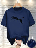 New Summer Luxury Men's Fashion Fox Leopard Print T-shirt Crewneck Casual Trend Y2K High-end High Quality Fitness Sports T-shirt