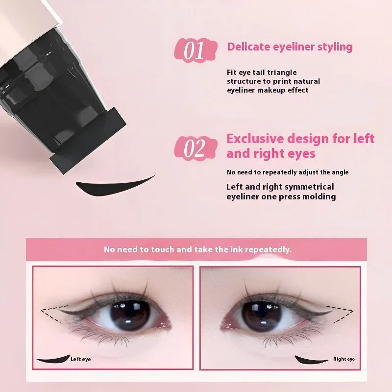 Dual-Head Rotatable Eyeliner Stamp Integrated Waterproof Long Wear Wing Stencil DIY Liquid Eye Liner Pen Fast Drying Makeup