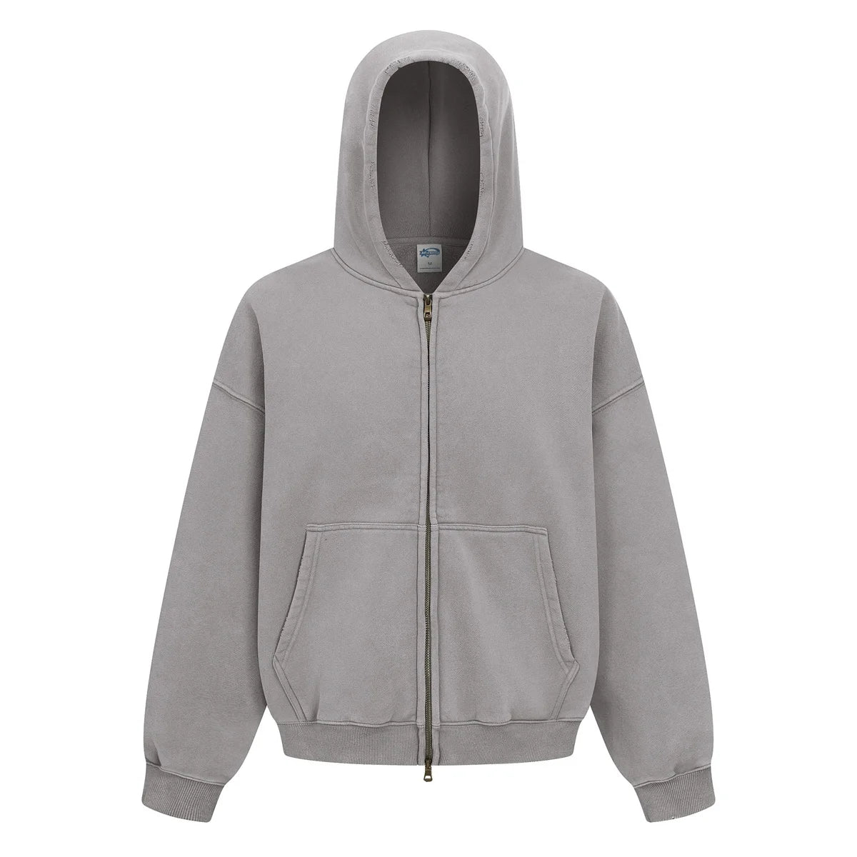 New Autumn and Winter Cashmere Zip Up Jacket Streetwear Casual Oversized Acid Washed Wax Printed Hooded Fleece Zipper Hoodie