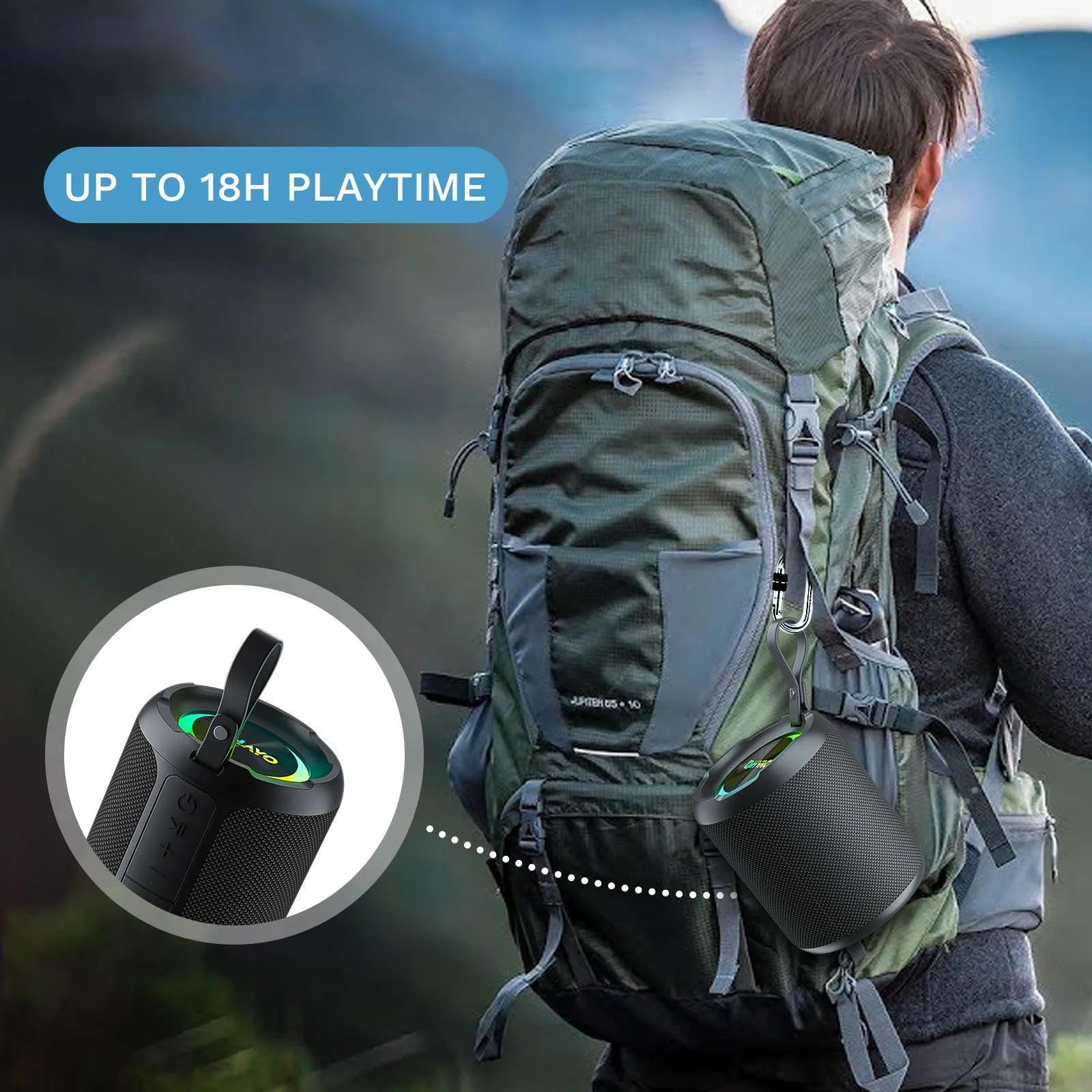 OHAYO 40W, IPX7 Waterproof Wireless Portable Speaker with Lights, Loud Sound, RGB Lights,TWS Pairing, AUX&TF-Card in