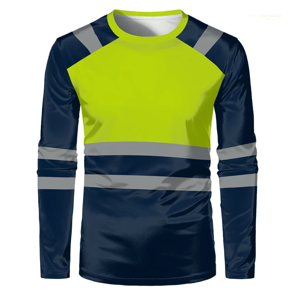 Autumn New High Quality Men's Safety Work Clothing Quick Drying Breathable Work Tops Sweat Wicking Comfort Oversized T Shirt