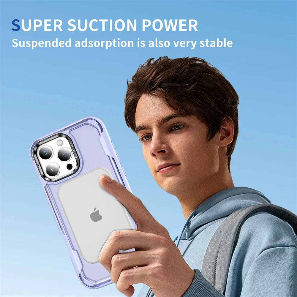 For Magsafe Dual Armor Bumper Lens Stand Phone Case For iPhone 17 16 15 14 Plus 13 12 Pro Max 11 Shockproof Protective Cover