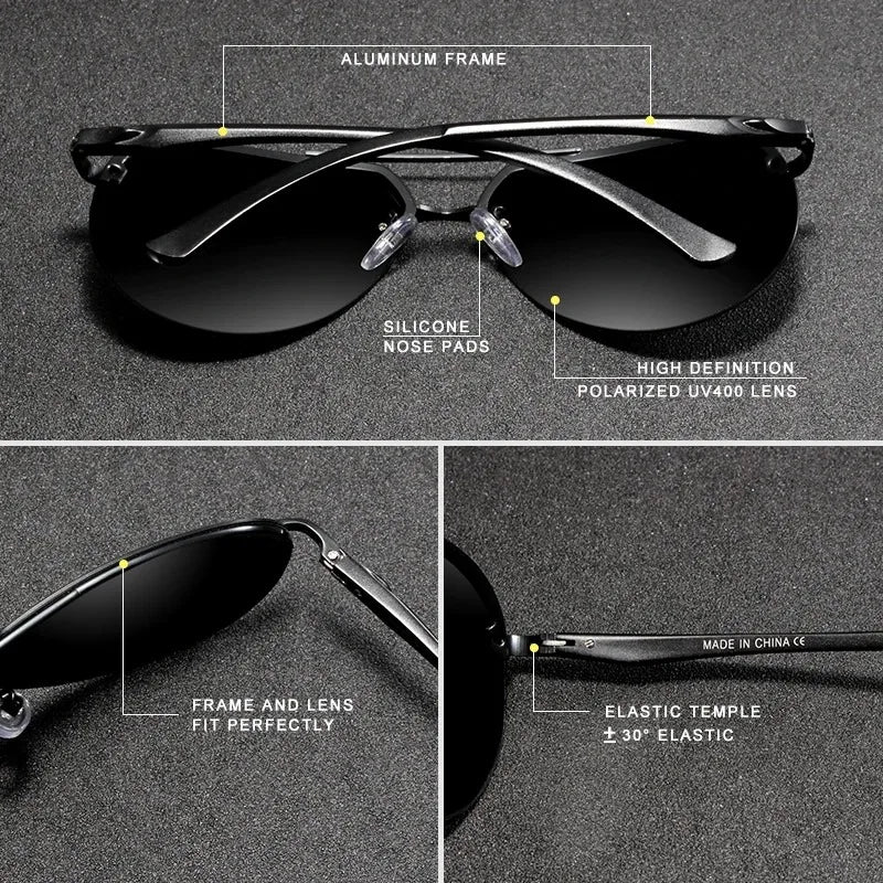 KINGSEVEN Aluminum Polarized Rimless Sunglasses Men UV400 Anti-glare Women Pilot Glasses Trendy Driving Eyewear