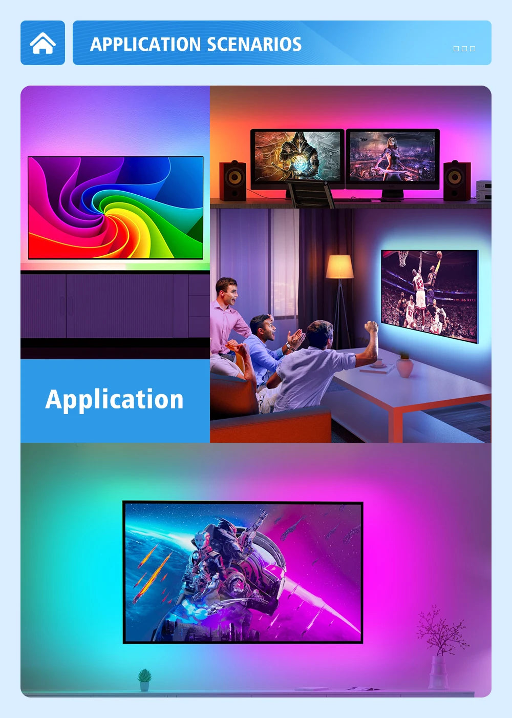 Smart Ambient Sync TV Backlight Sync Screen Color Led Strip Light USB, App Control ,Smart Phone Camera Screen Capute Technology