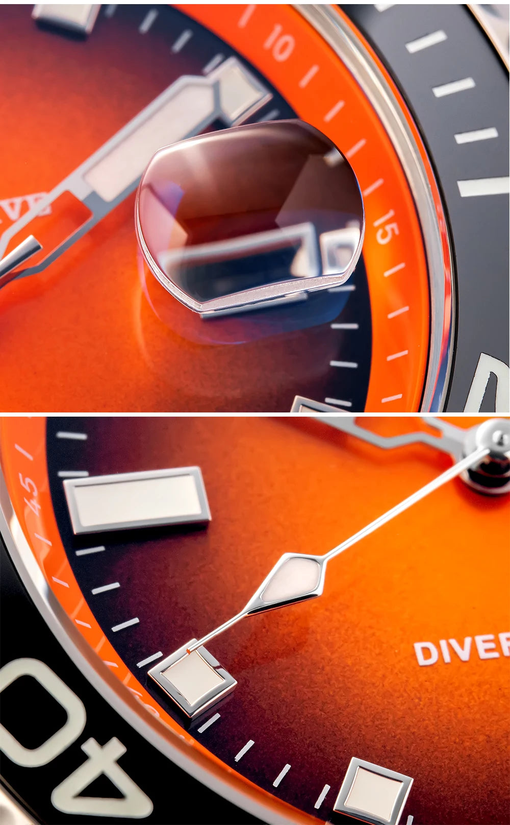 ADDIESDIVE NEW Diver Watch For Men Top Brand Waterproof Luminous Quartz Wristwatch Green/Red/Orange Dial Stainless Steel Watches