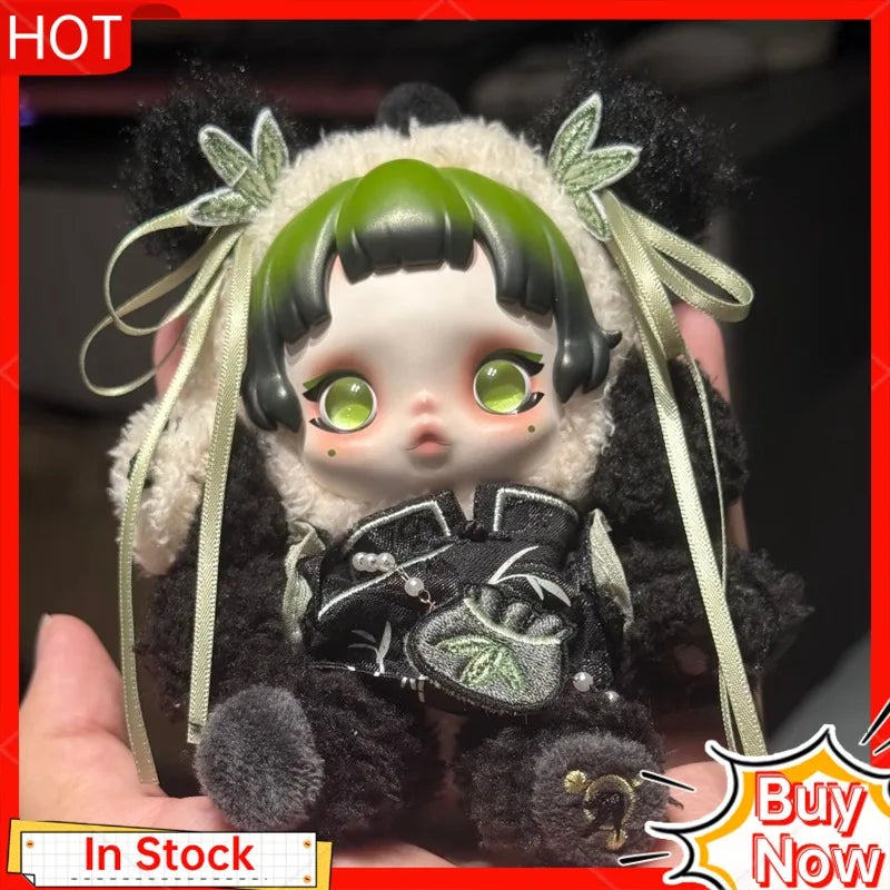 Skullpanda Chinese Style Panda Bear Doll Reusable Clothes Skins Traditional Artistic Design Collectible Plush Toys Hobbies