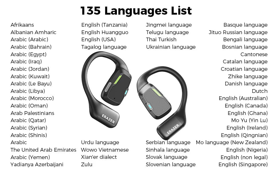 XP6 Bluetooth headset with AI translation 165 languages Long battery life Non-in-ear sports game headset