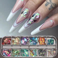 6/12Grid Abalone Sea Shell for Nails Holographic Mirror Nail Art Glitter Flakes Rainbow Mermaid Irregular Sequins Manicure Decor