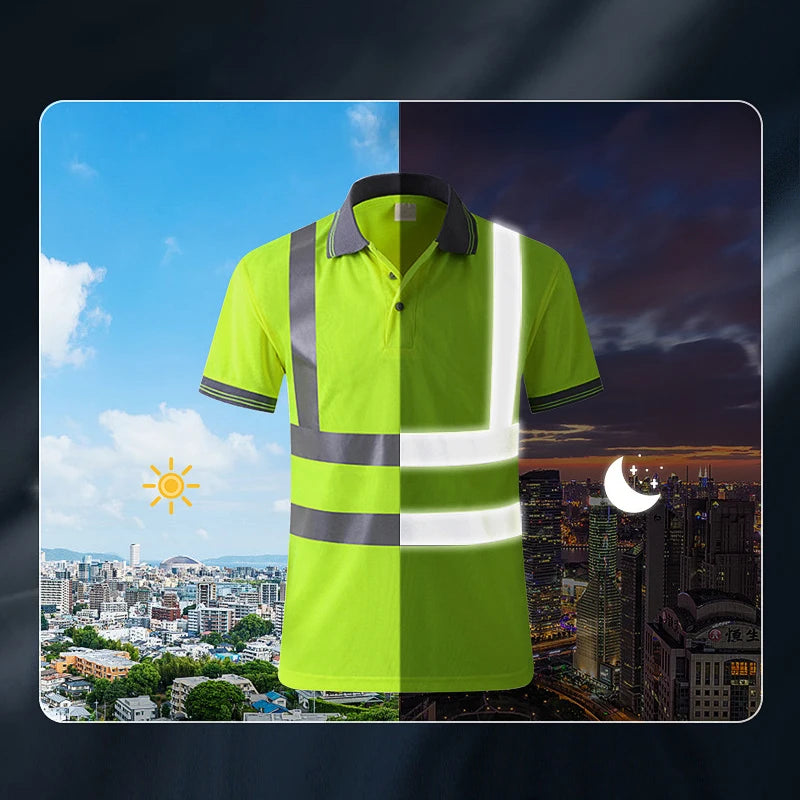 Custom LOGO T-Shirt Safety Vest for Men Work Vest Fluorescent Yellow Workwear Vest Construction Workwear T-Shirt