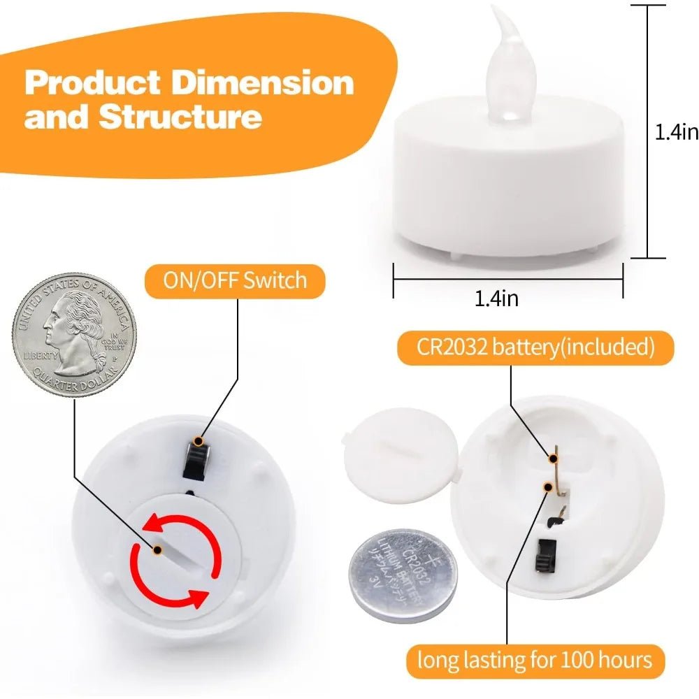 Furniture Accessories LED Tea Lights Battery Operated Flickering Flameless Candles Warm White Light for Wedding Party Decoration