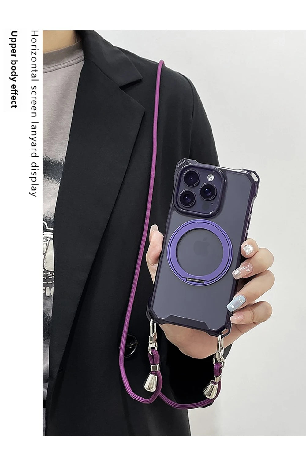 Crossbody Lanyard Strap Holder Phone Case For iphone 17 Air 16 15 14 Plus 13 12 11 Pro Max 16E For Magsafe Magnetic Stand Cover
